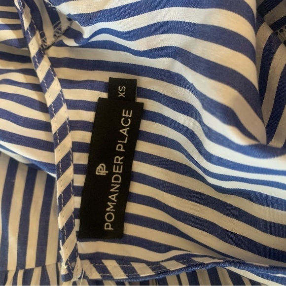 NWT Pomander Place from Tuckernuck blue and white striped peplum blouse SX - Picture 3 of 8
